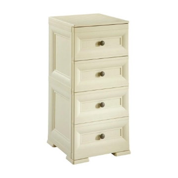 CASSETTIERA ALTA 4 CASSETTI PICCOLI ANGORA 40X43X85,5 CM – MOBILE COMPATTO SALVASPAZIO PER CAMERA, INGRESSO E ZONA LIVING