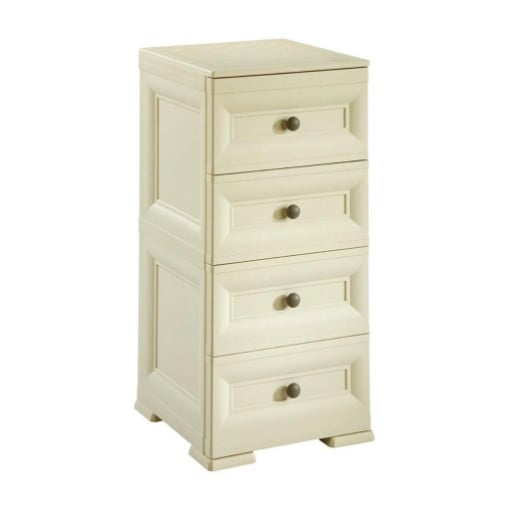 CASSETTIERA ALTA 4 CASSETTI PICCOLI ANGORA 40X43X85,5 CM – MOBILE COMPATTO SALVASPAZIO PER CAMERA, INGRESSO E ZONA LIVING
