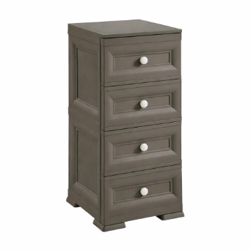 CASSETTIERA ALTA 4 CASSETTI PICCOLI WENGÉ 40X43X85,5 CM – MOBILE COMPATTO ORGANIZZAZIONE CASA PER INGRESSO E ZONA GIORNO