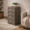 CASSETTIERA ALTA 4 CASSETTI PICCOLI WENGÉ 40X43X85,5 CM – MOBILE COMPATTO ORGANIZZAZIONE CASA PER INGRESSO E ZONA GIORNO