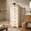 CASSETTIERA ALTA 6 CASSETTI PICCOLI ANGORA 40X43X125 CM – MOBILE VERTICALE EFFETTO BUGNATO PER CAMERA, INGRESSO E ZONA LIVING