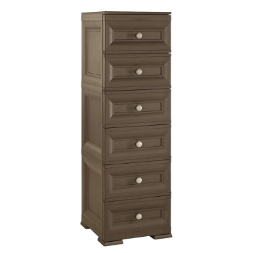 CASSETTIERA ALTA 6 CASSETTI PICCOLI WENGÉ 40X43X125 CM – MOBILE VERTICALE SALVASPAZIO PER ORGANIZZAZIONE CASA E INGRESSO