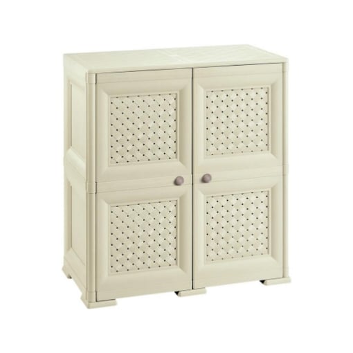 ARMADIO 2 MODULI ANGORA 79X43X85,5 CM CON ANTA TRAFORATA – MOBILE CONTENITORE DECORATIVO PER ZONA LIVING E INGRESSO