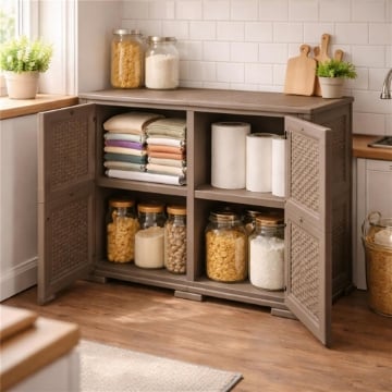 ARMADIO 2 MODULI CON ANTA TRAFORATA WENGÉ 79X43X85,5 CM – MOBILE CONTENITORE MULTIUSO PER SALOTTO E BALCONE