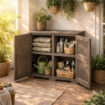 ARMADIO 2 MODULI CON ANTA TRAFORATA WENGÉ 79X43X85,5 CM – MOBILE CONTENITORE MULTIUSO PER SALOTTO E BALCONE