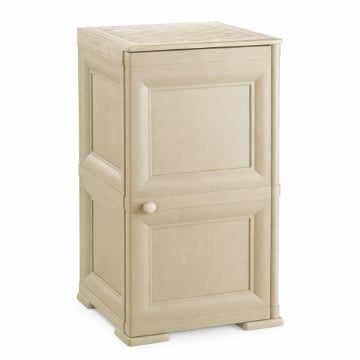 MOBILE PORTAOGGETTI 2 MODULI ANGORA 40X43X85,5 CM IN RESINA CON ANTE EFFETTO LEGNO – MOBILE PORTATUTTO SALVASPAZIO PER ORGANIZZARE CASA