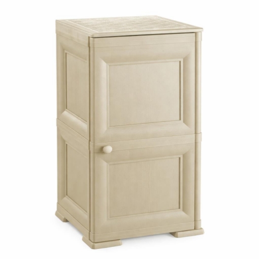 MOBILE PORTAOGGETTI 2 MODULI ANGORA 40X43X85,5 CM IN RESINA CON ANTE EFFETTO LEGNO – MOBILE PORTATUTTO SALVASPAZIO PER ORGANIZZARE CASA