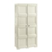 ARMADIO 4 MODULI IN PLASTICA 79X43X164 CM – MOBILE CONTENITORE MULTIUSO PER SALOTTO, PERGOLATO E BALCONE COPERTO, DESIGN CLASSICO EFFETTO LEGNO