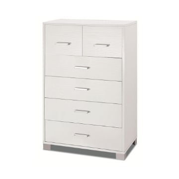 CASSETTIERA DA ARREDO MODERNA CON PIEDINI E 4+2 CASSETTI 112X70X41 CM COLORE BIANCO FIAMMATO
