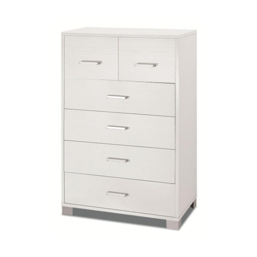 CASSETTIERA DA ARREDO MODERNA CON PIEDINI E 4+2 CASSETTI 112X70X41 CM COLORE BIANCO FIAMMATO