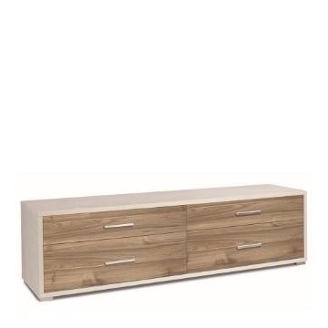 MOBILE BASSO PORTA TV IN LEGNO CON 4 CASSETTI 50X179X47 CM COLORE OSSIDO BIANCO E NOCE