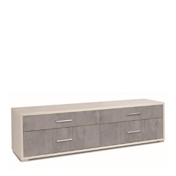MOBILE BASSO PORTA TV IN LEGNO CON 4 CASSETTI 50X179X47 CM COLORE OSSIDO BIANCO E CEMENTO