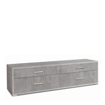 MOBILE BASSO PORTA TV IN LEGNO CON 4 CASSETTI 50X179X47 CM COLORE CEMENTO