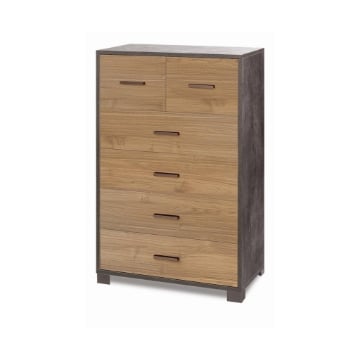 CASSETTIERA DA ARREDO MODERNA CON PIEDINI E 4+2 CASSETTI 112X70X41 CM COLORE OSSIDO NERO E NOCE
