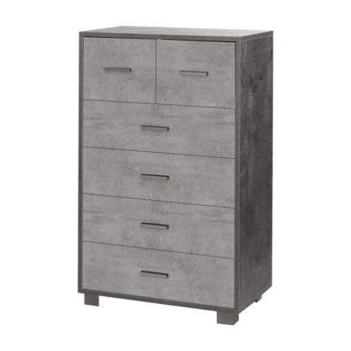CASSETTIERA DA ARREDO MODERNA CON PIEDINI E 4+2 CASSETTI 112X70X41 CM COLORE OSSIDO NERO E CEMENTO 