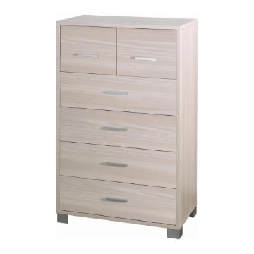 CASSETTIERA DA ARREDO MODERNA CON PIEDINI E 4+2 CASSETTI 112X70X41 CM COLORE OLMO CHIARO