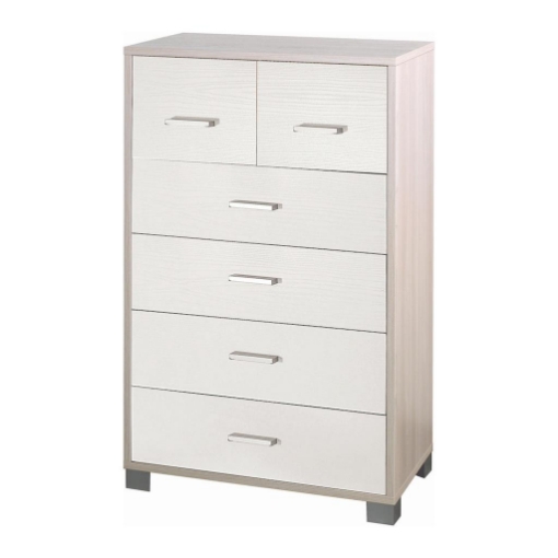 CASSETTIERA DA ARREDO MODERNA CON PIEDINI E 4+2 CASSETTI 112X70X41 CM COLORE OLMO CHIARO E BIANCO FIAMMATO