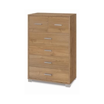CASSETTIERA DA ARREDO MODERNA CON PIEDINI E 4+2 CASSETTI 112X70X41 CM COLORE NOCE 