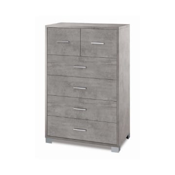 CASSETTIERA DA ARREDO MODERNA CON PIEDINI E 4+2 CASSETTI 112X70X41 CM COLORE CEMENTO