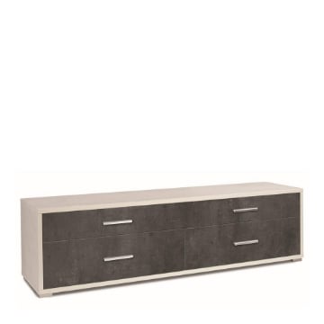 MOBILE BASSO PORTA TV IN LEGNO CON 4 CASSETTI 50X179X47 CM COLORE OSSIDO BIANCO E OSSIDO NERO