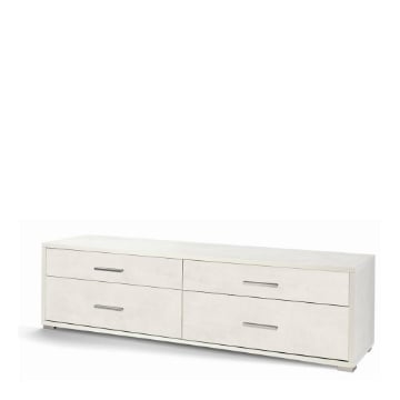 MOBILE BASSO PORTA TV IN LEGNO CON 4 CASSETTI 50X179X47 CM COLORE OSSIDO BIANCO