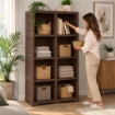 SCAFFALE 4 MODULI WENGÉ 79X42,5X164 CM CON 2 PUNTALI – LIBRERIA ALTA SALVASPAZIO PER ZONA LIVING E STUDIO
