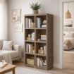SCAFFALE 4 MODULI TAUPE 79X42,5X164 CM CON 2 PUNTALI – LIBRERIA ALTA CONTENITORE PER ZONA LIVING E STUDIO