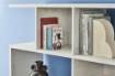 SCAFFALE A LIBRERIA DI DESIGN MODULARE IN LEGNO DIMENSIONI 144X150X38 CM, COLORE BIANCO