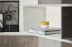 SCAFFALE A LIBRERIA DI DESIGN MODULARE IN LEGNO A 6 PIANI DIMENSIONI 215X150X38 CM, COLORE CEMENTO E BIANCO