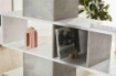 SCAFFALE A LIBRERIA DI DESIGN MODULARE IN LEGNO A 6 PIANI DIMENSIONI 215X150X38 CM, COLORE CEMENTO E BIANCO