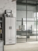 ARMADIO DA ARREDO IN LEGNO CON 2 ANTE E 2  CASSETTI DIMENSIONI 182X71X41 CM, COLORE CEMENTO E BIANCO