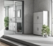 MOBILE DA ARREDO IN LEGNO CON 4 ANTE 161X108X41 CM COLORE CEMENTO E OSSIDO BIANCO