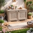 ARMADIO BASSO 79X43X46 CM CON ANTA TRAFORATA, MOBILE TV E CONTENITORE IN PLASTICA PER INTERNO ED ESTERNO COPERTO