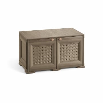 ARMADIO BASSO 79X43X46 CM CON ANTA TRAFORATA – MOBILE TV E CONTENITORE IN PLASTICA PER INTERNO ED ESTERNO COPERTO