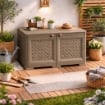 ARMADIO BASSO 79X43X46 CM CON ANTA TRAFORATA – MOBILE TV E CONTENITORE IN PLASTICA PER INTERNO ED ESTERNO COPERTO