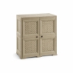 ARMADIO 2 MODULI TAUPE 79X43X85,5 CM CON ANTE TRAFORATE – MOBILE CONTENITORE DECORATIVO PER ZONA LIVING