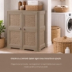 ARMADIO 2 MODULI TAUPE 79X43X85,5 CM CON ANTE TRAFORATE – MOBILE CONTENITORE DECORATIVO PER ZONA LIVING