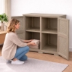 ARMADIO 2 MODULI TAUPE 79X43X85,5 CM CON ANTE TRAFORATE – MOBILE CONTENITORE DECORATIVO PER ZONA LIVING