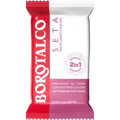 BOROTALCO DEO-SALVIETTE SETA PROFUMO CIPRIATO DI FIORI DI ROSA 2IN1 - 12PZ