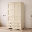 ARMADIO MULTIUSO IN RESINA 79X42.5X164 CM 2 ANTE 4 CASSETTI CON RIPIANI INTERNI BEIGE, MOBILE ALTO INTERNO ESTERNO