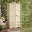 ARMADIO MULTIUSO IN RESINA 79X42.5X164 CM 2 ANTE 4 CASSETTI CON RIPIANI INTERNI BEIGE, MOBILE ALTO INTERNO ESTERNO