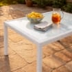 TAVOLO AZORE IN ACCIAIO E WICKER BIANCO 150 X 90CM