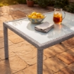 TAVOLO AZORE IN ACCIAIO E WICKER GRIGIO CHIARO 150 X 90CM