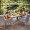 TAVOLO AZORE IN ACCIAIO E WICKER GRIGIO CHIARO 150 X 90CM