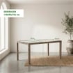 TAVOLO AZORE IN ACCIAIO E WICKER MARRONE 150 X 90CM