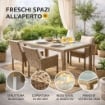 TAVOLO AZORE IN ACCIAIO E WICKER MARRONE 150 X 90CM