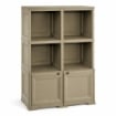 ARMADIO IN PLASTICA EFFETTO LEGNO CON 1 MODULO CHIUSO E 2 SCAFFALI APERTI, MOBILE CONTENITORE DA SALOTTO, BALCONE COPERTO E GIARDINO 