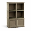 ARMADIO IN PLASTICA EFFETTO LEGNO CON 1 MODULO CHIUSO E 2 SCAFFALI APERTI – MOBILE CONTENITORE PER SALOTTO E BALCONE COPERTO
