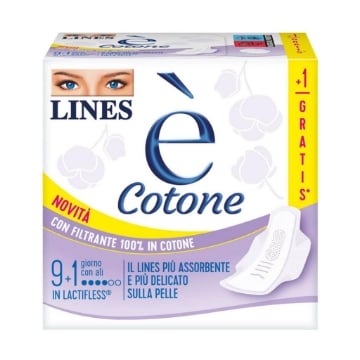ASSORBENTI LINES È COTONE GIORNO CON ALI 9+1 PZ – PROTEZIONE QUOTIDIANA DELICATA