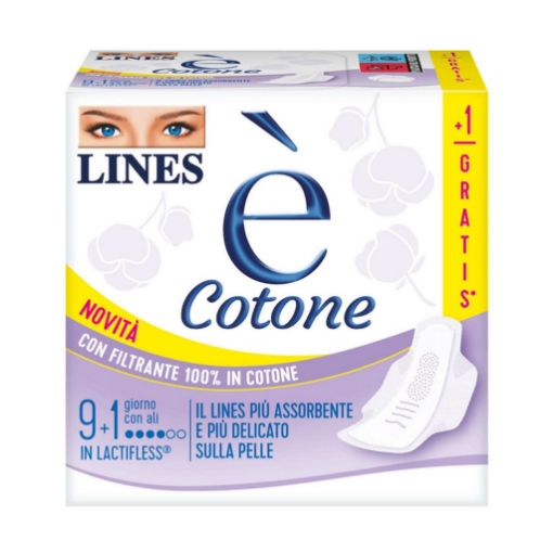 ASSORBENTI LINES È COTONE GIORNO CON ALI 9+1 PZ – PROTEZIONE QUOTIDIANA DELICATA